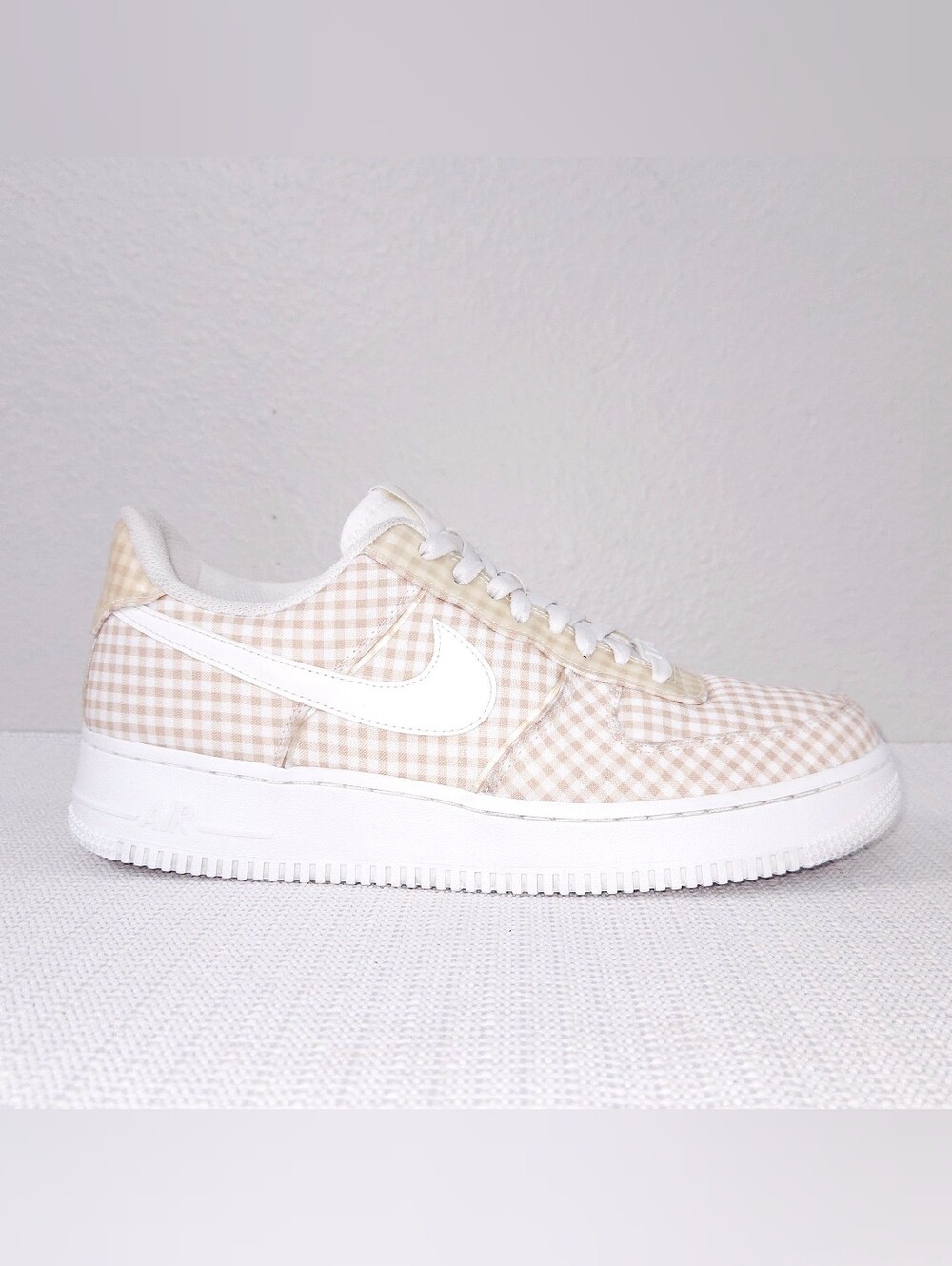 NIKE Air Force 1 Low QS Gingham Pack Beige Sneaker Women's US 11
